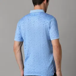 Louis Philippe Blue Cotton Regular Fit Printed Polo T-Shirt image 2