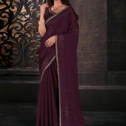 Saree Mall Purple Embellished Saree With Unstitched Blouse-picture-20