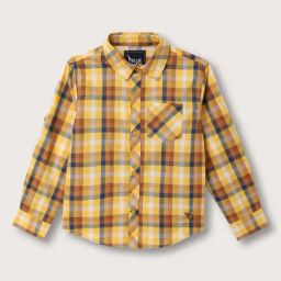 Blue Giraffe Boys Yellow Cotton Checks Full Sleeves 1 Shirt-picture-49