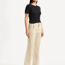 Levi's Women's High Rise Beige Wide Leg Trousers image 4