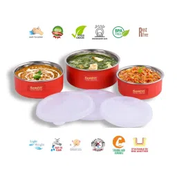 Sumeet Silver Stainless Steel 3 Containers with Lid image 2