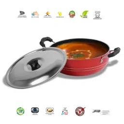 Sumeet Granite Finish NonStick Red Aluminium Round Shape Grill Pan 1.9L image 2