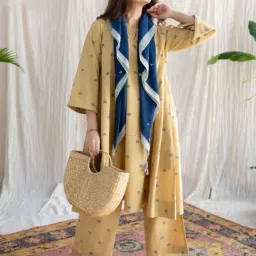 The Indian Ethnic Co Indigo Birds Pattern Ajrakh Handblock Printed Mul Cotton Scarf-picture-20