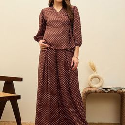 SASSAFRAS Polka Dot Printed Wrap Top With Trousers Co-Ords-picture-31