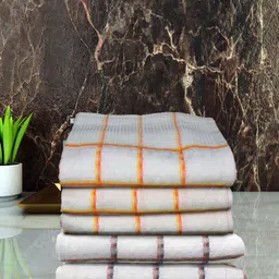 Aura Set of 6 Checked Cotton 210 GSM Hand Towels-picture-40
