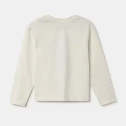 United Colors of Benetton Kids White Cotton Graphic Full Sleeves T-Shirt image 2