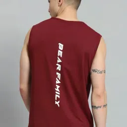 Griffel Maroon Cotton Loose Fit Printed T-Shirt image 2