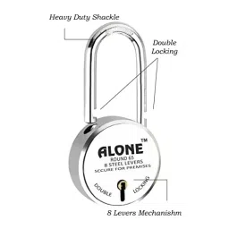 ALONE LOCKS Round 65 mm Alloy Steel Chrome 5 Keys Each Double Locking Padlock (Pack of 10) image 2