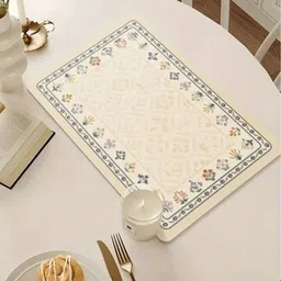 YELONA 4Pcs Beige & Green Patterned Waterproof Heat-Resistant Anti-Slip Table Placemats image 2