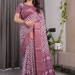 ALMAARI FASHION Striped Zari Pure Cotton Lightweight Banarasi Saree-picture-16