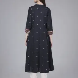 Saffron Threads Grey Cotton A-Line Embroidered Kurta image 2