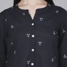 Saffron Threads Grey Cotton A-Line Embroidered Kurta image 5