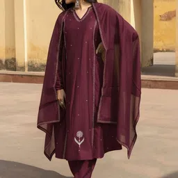 SZN Women Ethnic Motifs Embroidered Regular Thread Work Kurta with Trousers & With Dupatta-image-85