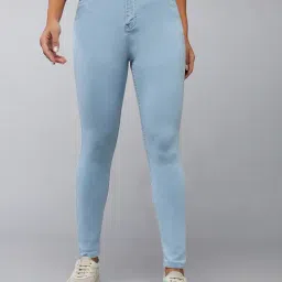 DOLCE CRUDO Blue High Rise Stretchable Jeans-image-28