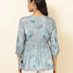 Fabindia Grey Regular Fit Printed Kurta image 2