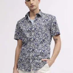 Lindbergh Blue Regular Fit Floral Print Shirt-image-19