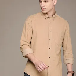 French Connection Self Design Slim Fit Pure Cotton Corduroy Casual Shirt image 4