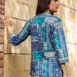 Rain and Rainbow Blue Cotton Printed Straight Kurti image 2