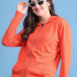 DOOR74 Women Cotton Front-Open Hooded Sweatshirt-image-21