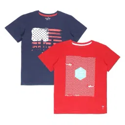 Palm Tree by Gini & Jony Kids Red & Navy Printed T-Shirt (Pack Of 2)-picture-19