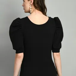 IUGA Round Neck Puff Sleeves Fitted Top image 2