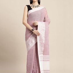 Mitera Woven Design Zari Linen Blend Saree-picture-35