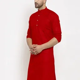 ANUJ FASHION Men Red Cotton Blend Kurta image 2