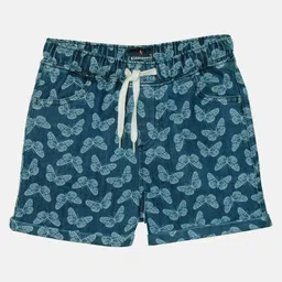 Kiddopanti Butterfly Printed Roll Up Hot Shorts - Blue-picture-14