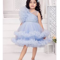 Ministitch Sleeveless Floral  Detailed & Shimmered Layered Dress - Blue-picture-31