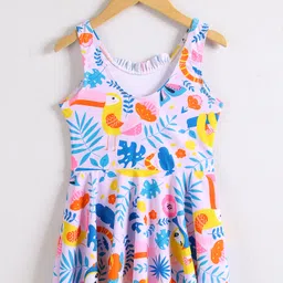 Mark & Mia Sleeveless Frock Swimsuit with Tropical Print - Plum image 2