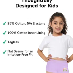 Plan B Cotton Knit Pack Of 2 Striped & Bows Printed Boy Shorts - White & Lemon image 3