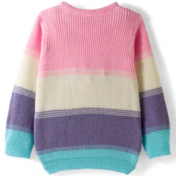 Babyhug Knitted Full Sleeves Pullover Sweater With Color Block Design - Multicolor image 2