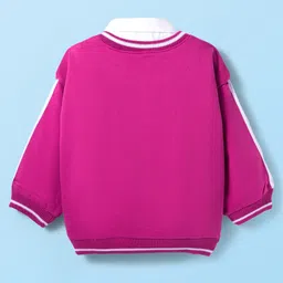 Babyhug Cotton Knit Full Sleeves Collar Neck Sweatshirt With Floral Print - Fuchsia image 2