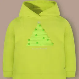 Cherry Crumble By Nitt Hyman Christmas Theme Full Sleeves Tree Puff Printed Unisex Winter Hoodie - Green image 3