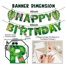 Zyozi Jungle Safari Birthday Decorations  Items  For Birthday Multicolor - Pack of 63 image 3