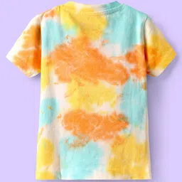 Babyhug Single Jersey Knit Half Sleeves T-Shirt & Shorts Set with Tie Dye & Smiley Print - Yellow & Orange image 3