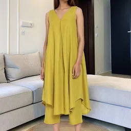 SZN V-Neck A-Line Sleeveless Kurta With Trouser image 5