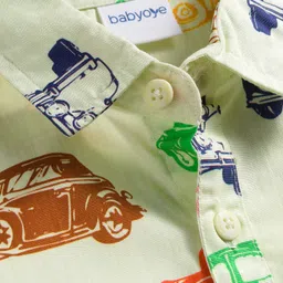 Babyoye 100% Poplin Woven Full Sleeves Shirt With Vehicle Print - Light Green image 4