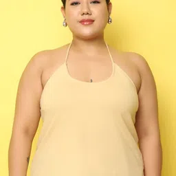 theRebelinme Plus Size Halter Neck Non-Padded Camisoles image 1