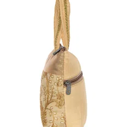 Kuber Industries Polyester Embroidery Design Hand Bag For Women Girls With Handle Pack of 2,Cream, 54KM4029 image 5