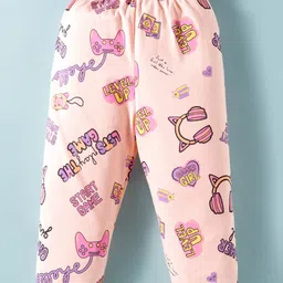 Smarty Girls Sinker Knit Full Sleeves Co-Ord Nightsuit With Gaming Theme Print - Pink image 5