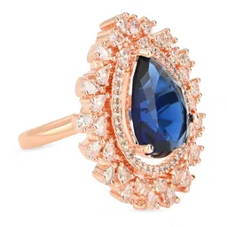 I Jewels Rose-Gold Plated & CZ Studded Finger Ring image 4