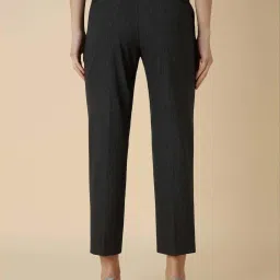 Allen Solly Black Textured Formal Trousers image 2
