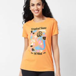 Spykar Orange Graphic Print T-Shirt-picture-24