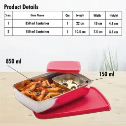 SignoraWare Red Steel Compact Lunch Box - Set of 2 (1000 ml) image 4