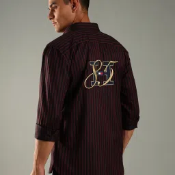 Tommy Hilfiger Red Cotton Regular Fit Striped Shirt image 2