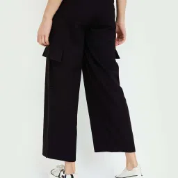Ginger by Lifestyle Black Cotton Mid Rise Flared Pants image 2