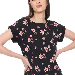 ROARERS Floral Print Roll-Up Sleeves Crepe Top-picture-41