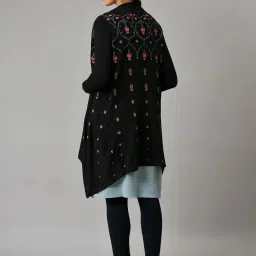 W Black Printed Long Cardigan image 2
