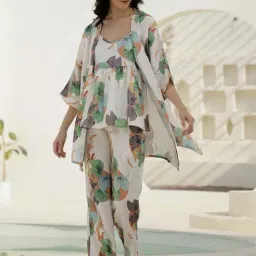 SAY Cream Printed Pyjamas Set-image-1